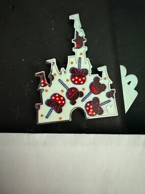 Disney White Castle Pin with Red & Brown Candy Apples